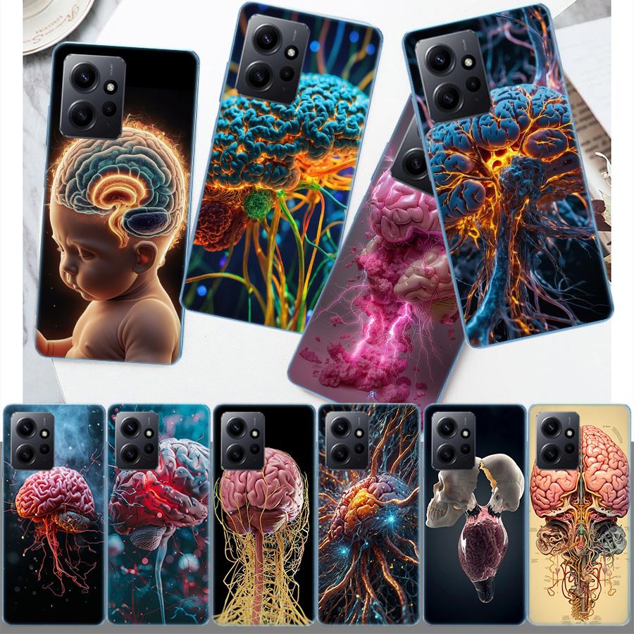 The Cerebral Cortex And Key Components Phone Case For Redmi 12 13C 12C 15C 9 10 10C Note 13 Pro Plus 14 15 Pro 9T 9C 9A TPU Soft