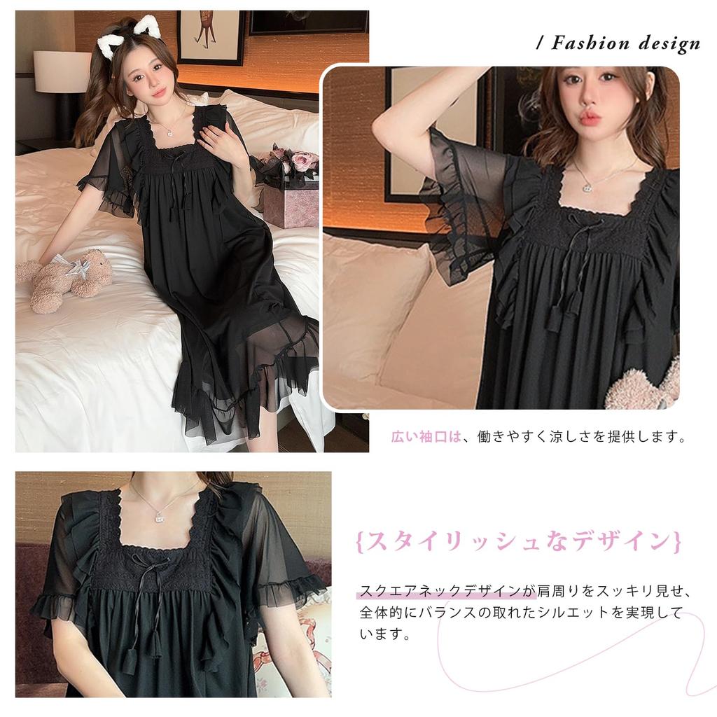 Pajama Specialty Room Short Chest Pads Bowknot Princess Dress [YunXiozy Star] Store, Women's Dress, Sleeve, Included, Nightdress, Loungewear, Pajamas,