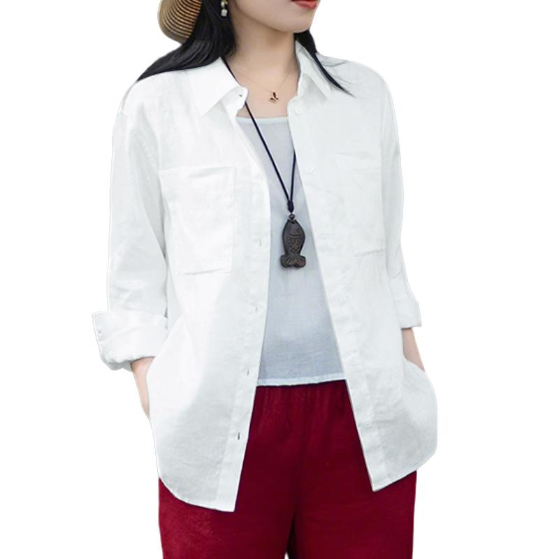 ZANZEA Women Casual Turn Down Collar Solid Color Long Sleeve Button Blouse