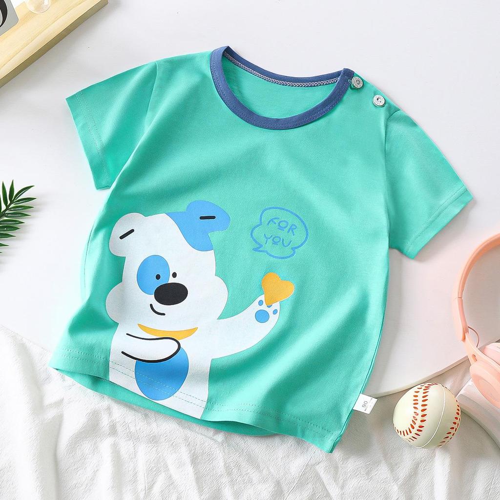 2025 Children's Pure Cotton Cartoon Short-Sleeve T-Shirts for Boys & Girls - Korean Style Summer Tops