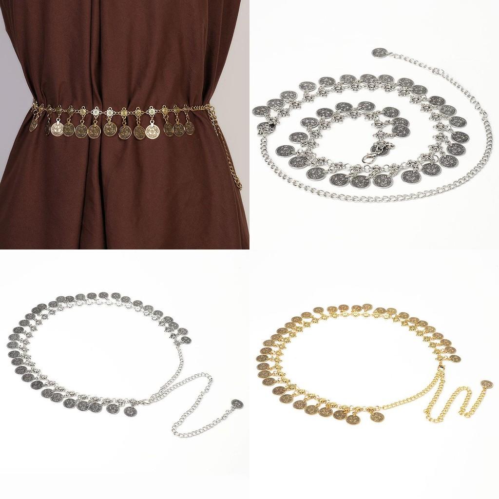 Стильный металлический пояс на талию с подвеской-монетой и застежкой-крючком для женской моды