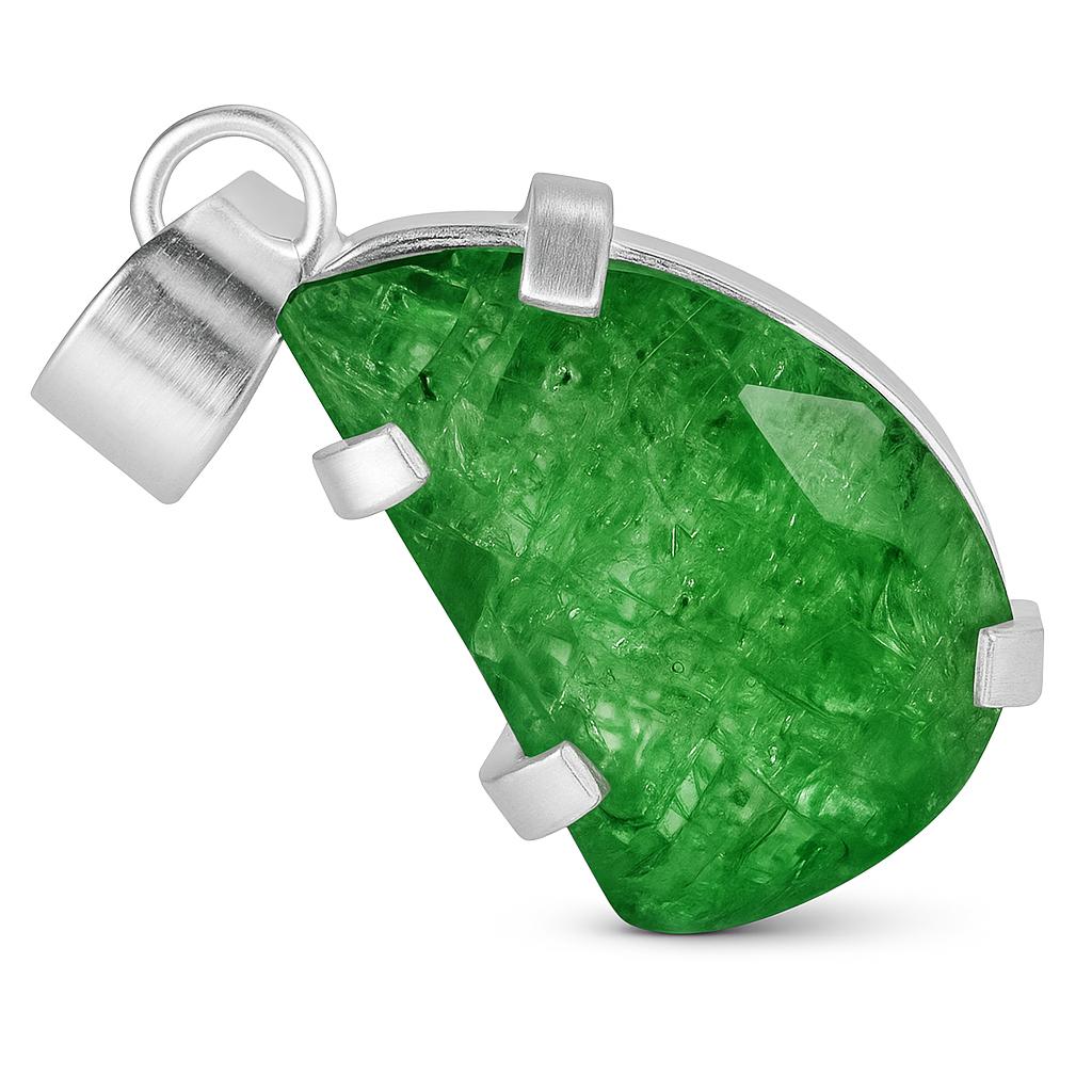 СЕРТИФИЦИРОВАННЫЙ 33,5 карат Натуральный Зеленый Изумруд 925 Стерлинговое Серебро Фантазийный Подвеска с Камнем
