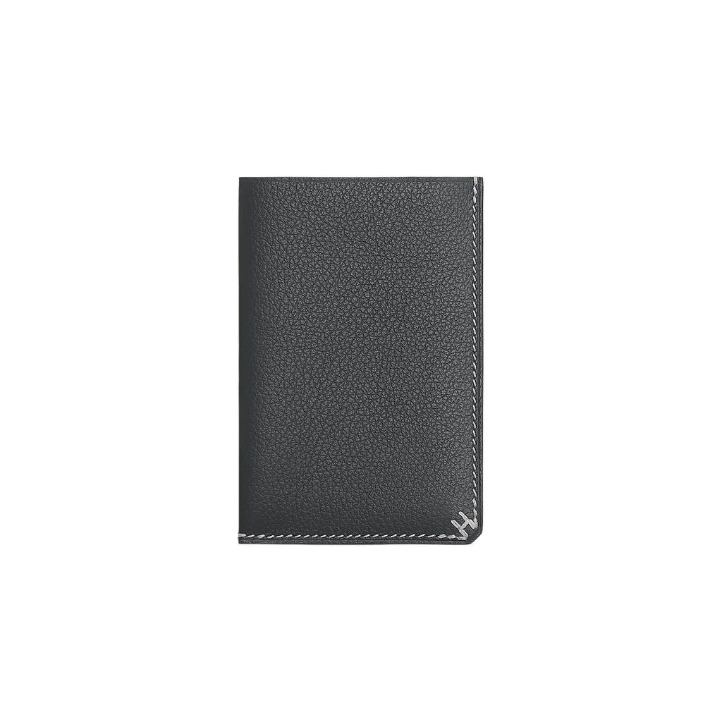 Hermes H Sellier Flap Closure Evergrain Calfskin Card Holder Men Card Holder Mist-Gray H084859CAH0