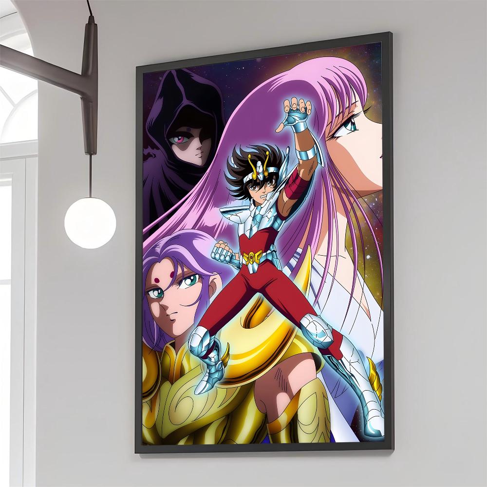 1PC Saint Seiya Poster Movie Sticky Posters Retro Kraft Paper Sticker DIY Room Bar Cafe Aesthetic Art Wall Painting