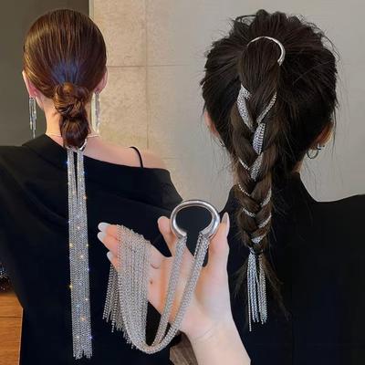 Тканая кисточка, хвост, сплав, цепочка с кисточкой, заколка для волос для вечеринки и сочетания с вечерним платьем