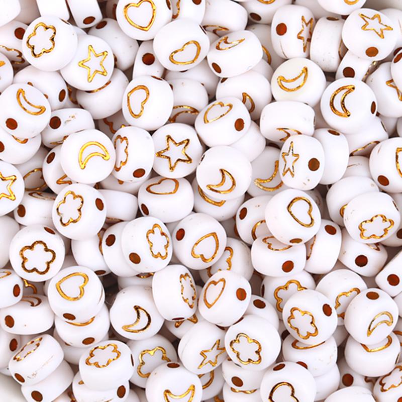 100Pcs Acrylic Flat Letter Beads Alphabet Round Smile Spacer Loose Bead For Diy Jewelry Bracelet Charm Supplies
