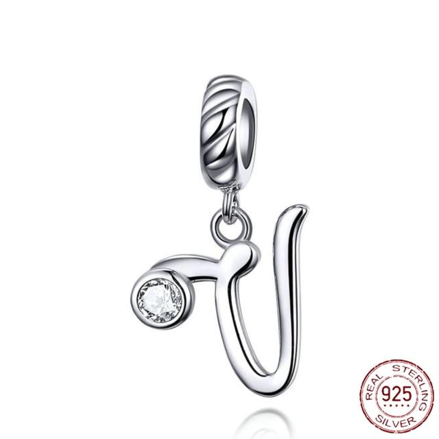 Браслет-подвеска из серебра 925 пробы с буквами AZ и буквами, бусины с именем для женщин, DIY кулон, изготовление ювелирных изделий