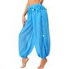 Ladies Belly Dance Costume Sequins Bloomers Side Split Design Semi See Through Loose Pants Performance Wear