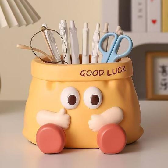 Cartoon Pen Holder Large Capacity Storage Box Stationery Container Holder Home Office Desktop Decoration Ornament
