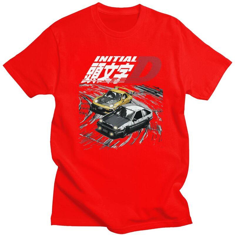 Мужские футболки с принтом Аниме Горные Гонки Initial D, 100% Хлопок, Футболки с Короткой Рукавой, Одежда