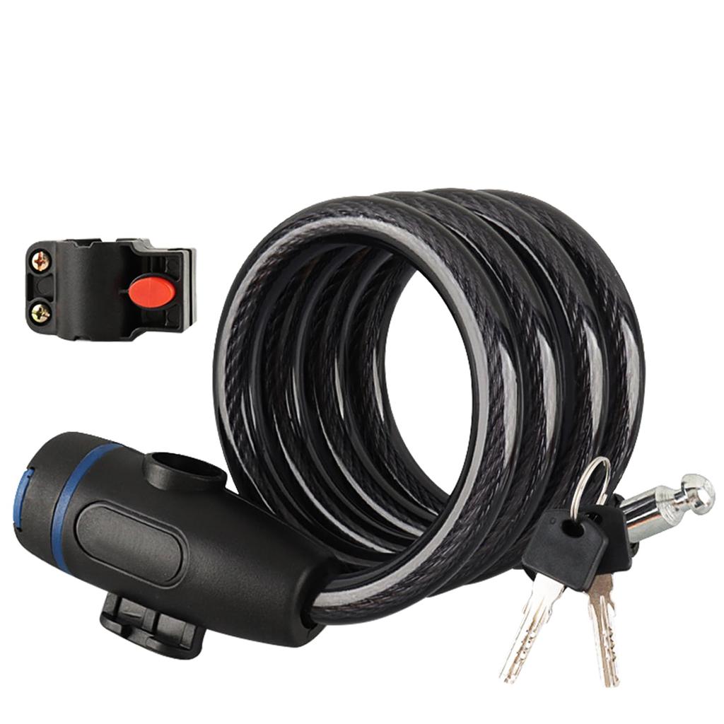 Bicycle Dial Lock Wire Lock Diameter 0.5 Inch (12 Mm) Anti-theft Lock (Black-120cm, Key Lock)