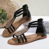 Fashion Ankle Strap Braided Roman Sandals for Women 2025 Summer Shiny Crystal Flat Sandals Woman Comfortable Soft Non Slip Beach Shoes