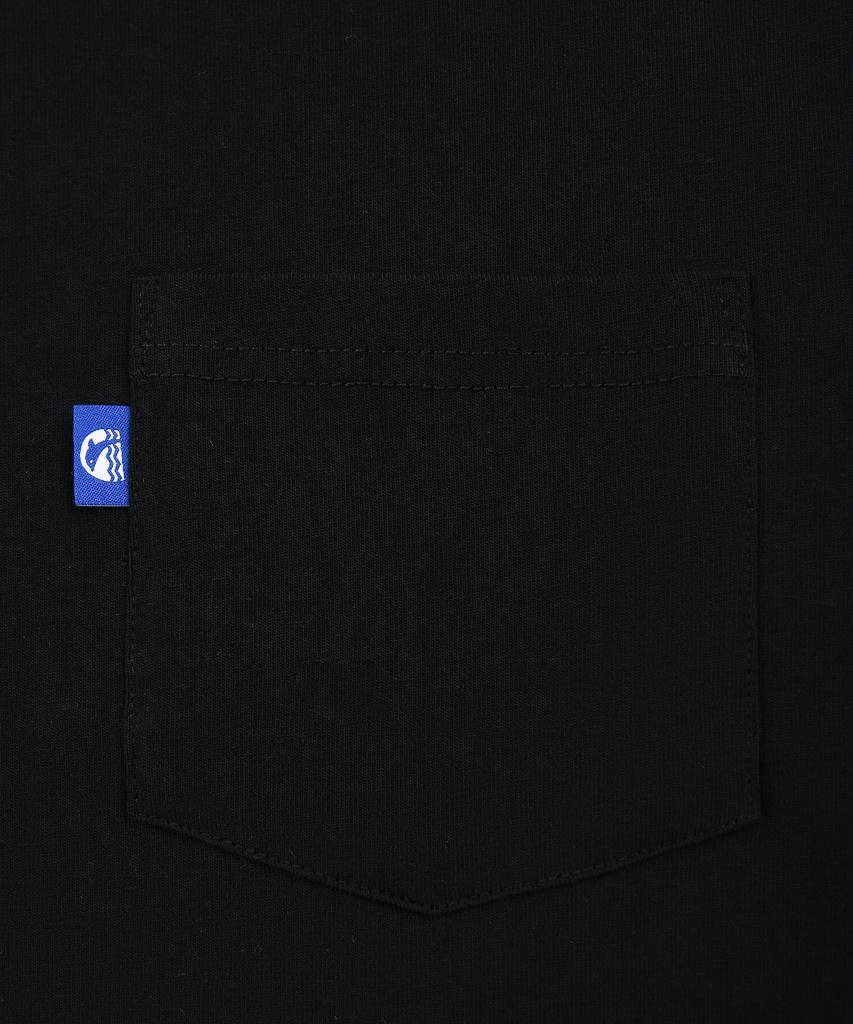 DOLPHIN WAVE APPAREL Черная футболка с коротким рукавом и принтом на спине с карманом-дельфином