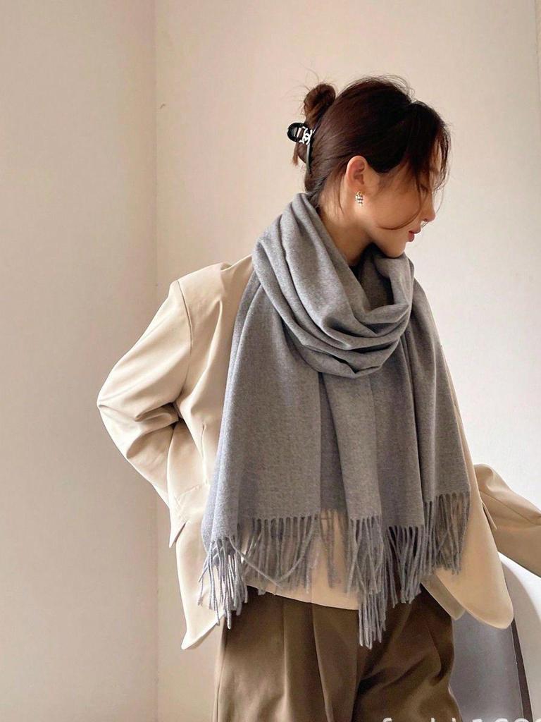 Women's Winter Shawl: Soft Red Scarf with Tassels, Versatile and Warm for Autumn and Winter