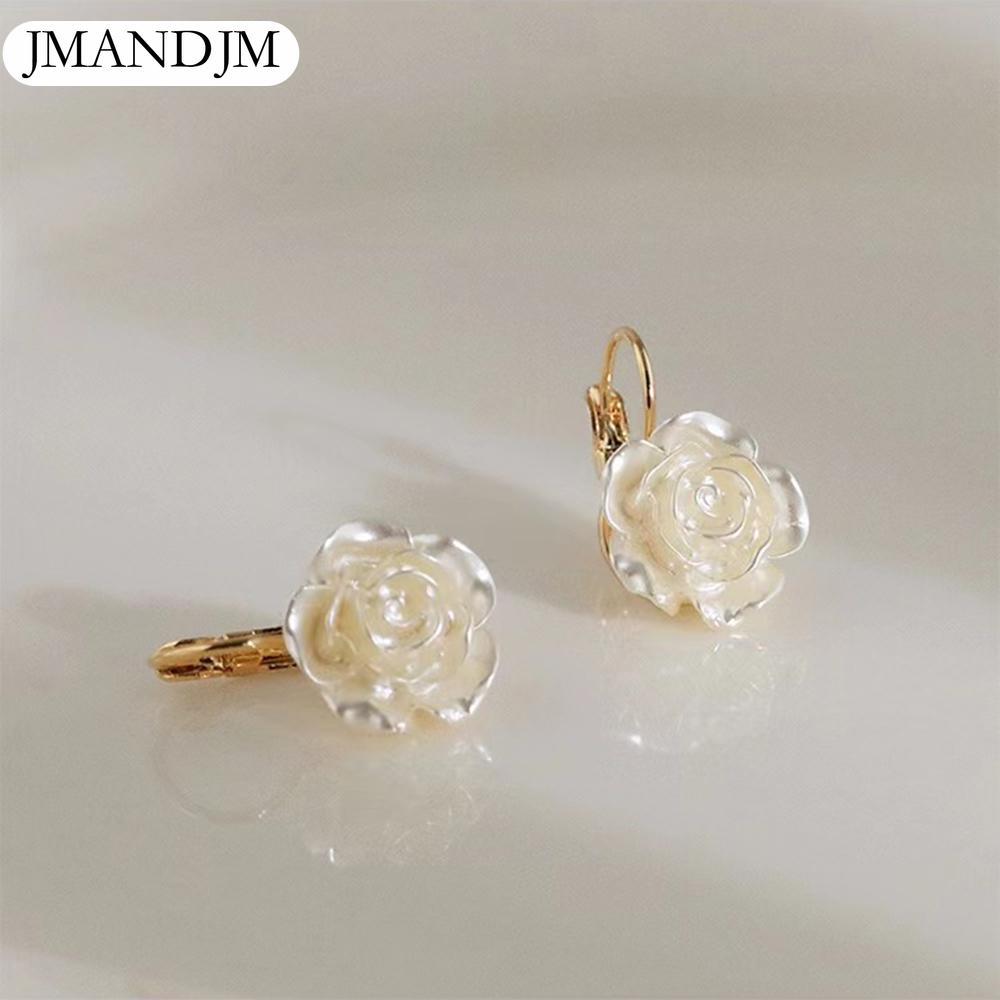 1 пара французских белых серег-подвесок с камелией, женские летние элегантные золотые серьги-подвески премиум-класса, вечерние украшения