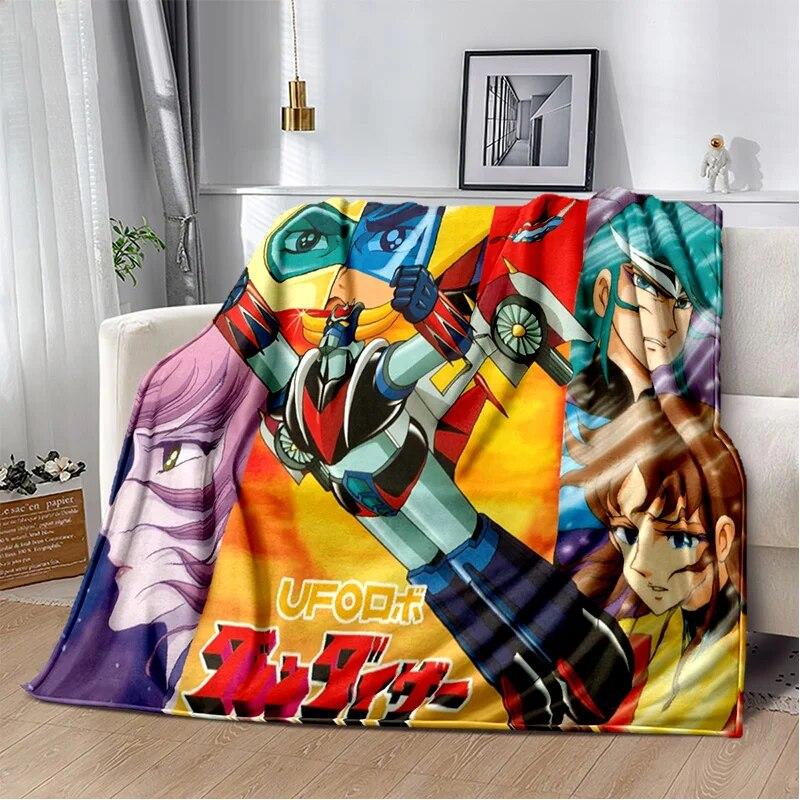 UFO Robot Grendizer Anime Cartoon Soft Plush Blanket,Flannel Blanket Throw Blanket for Living Room Bedroom Bed Sofa Picnic Kids