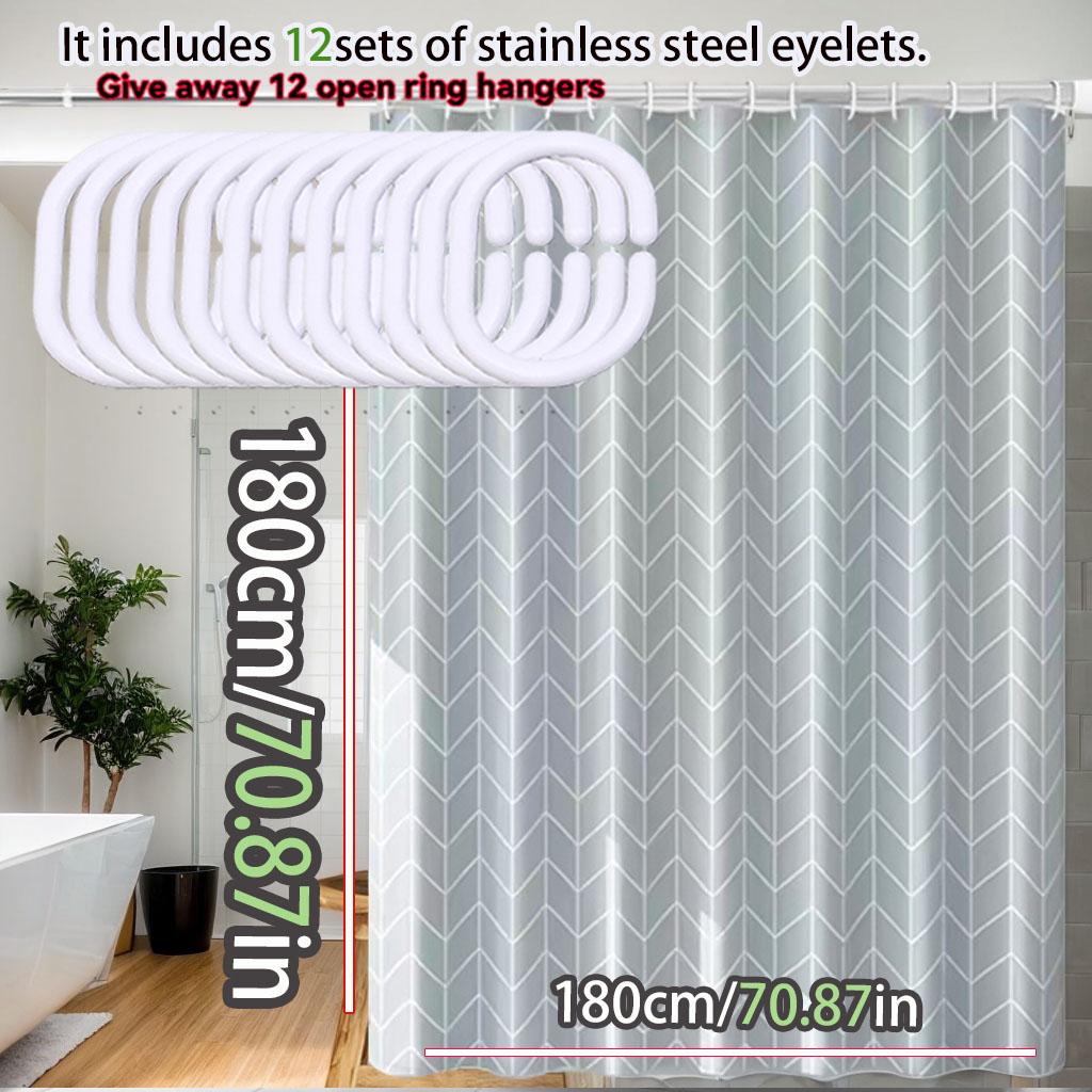 Advanced grey mesh shower curtain Nordic wind waterproof bathroom curtain Toilet dry wet separation PEVA material waterproof