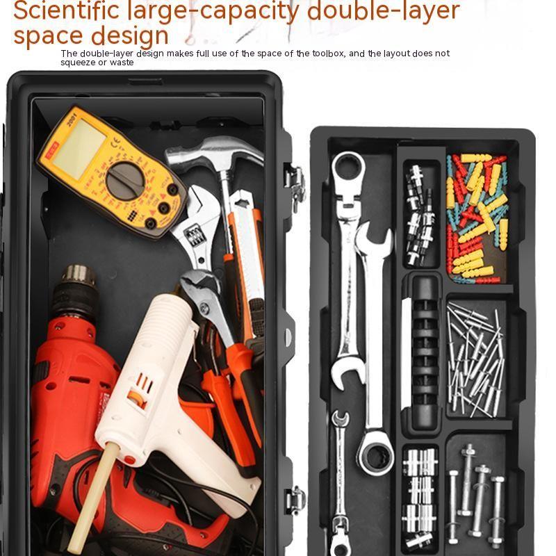 Ящик для инструментов из нержавеющей стали, утолщенный и усиленный автомобильный многофункциональный портативный ящик для хранения домашнего ухода