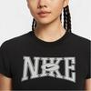 Nike Спортивная мода Приталенная футболка с коротким рукавом Женские топы Черный HQ1710-010