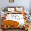 Autumn Thanksgiving Day Duvet Cover King Queen Cartoon Orange Pumpkin Turkey Bedding Set Maple Leaves Soft Polyester Quilt Cover
