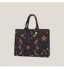 Retro Flower Embroidery Tote Bag Women Canvas Large Capacity Square Shoulder Bags Ladies Fashion Commuter Harajuku Handbag 2025