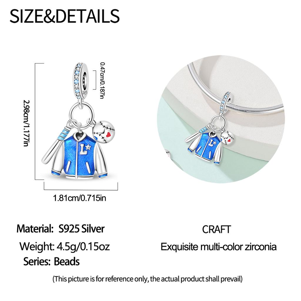 Copper Sports Badminton Football Dumbbells Beads Dangle Fit Charms Copper Original Bangle Bracelet Diy Jewelry