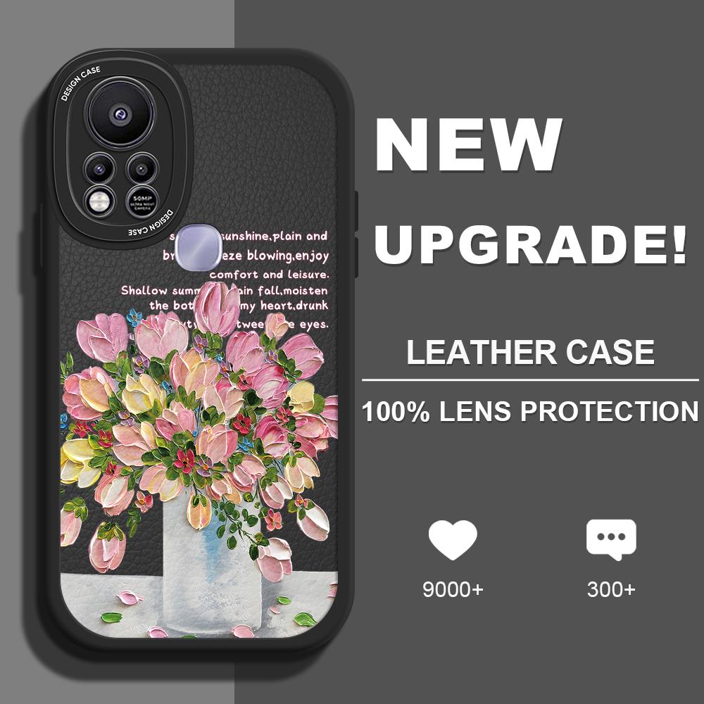 Slim Skin Feeling Cartoon Flowers Soft Silicone PU Leather Cover Phone Case for iPhone Samsung Huawei Honor Xiaomi Redmi OPPO Realme Vivo