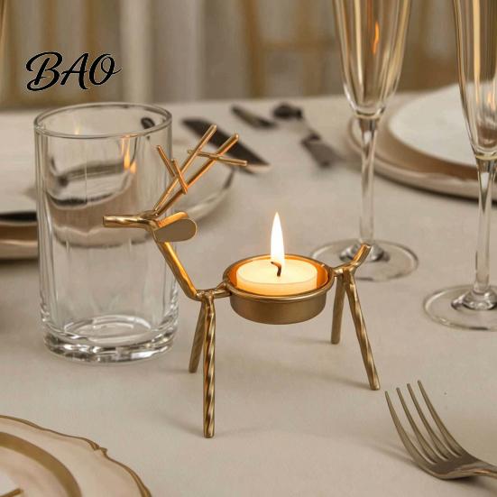 Durable Iron Craft for Bedroom Deer Shape Candle Holder, Metal Tealight Stand Dining Table Wedding Vintage Style Ornament Centerpiece, Decorative