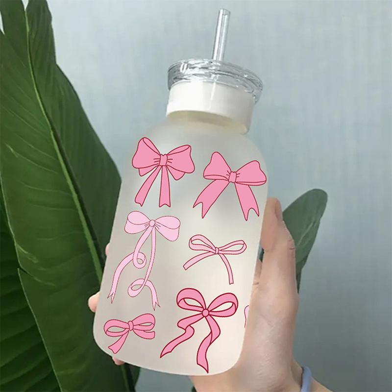 Flowy Bows Uv Dtf Cup Wrap For 16Oz Beer Glass Can Pretty Love Ribbons Cute Girly Cup Wrap Design Uv Dtf Sticker