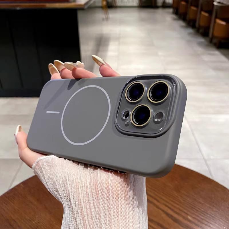 Applicable To IPhone16 Liquid Matte Silicone Thin Circle Magnetic Suction Phone Case Apple 15 Lens Film Full Inclusive Protection Case