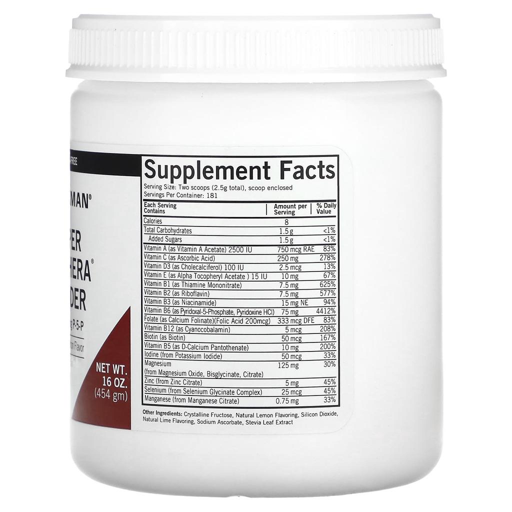 Super Nu-Thera Powder, with P-5-P, Natural Lemon Flavor, 454G (16Oz)