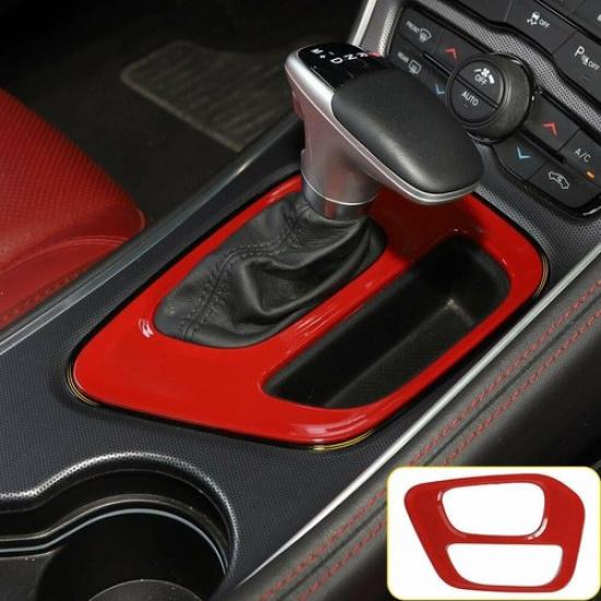 Inner Gear Shift Panel Decoration Cover Trim For Dodge Challenger 2015- Red