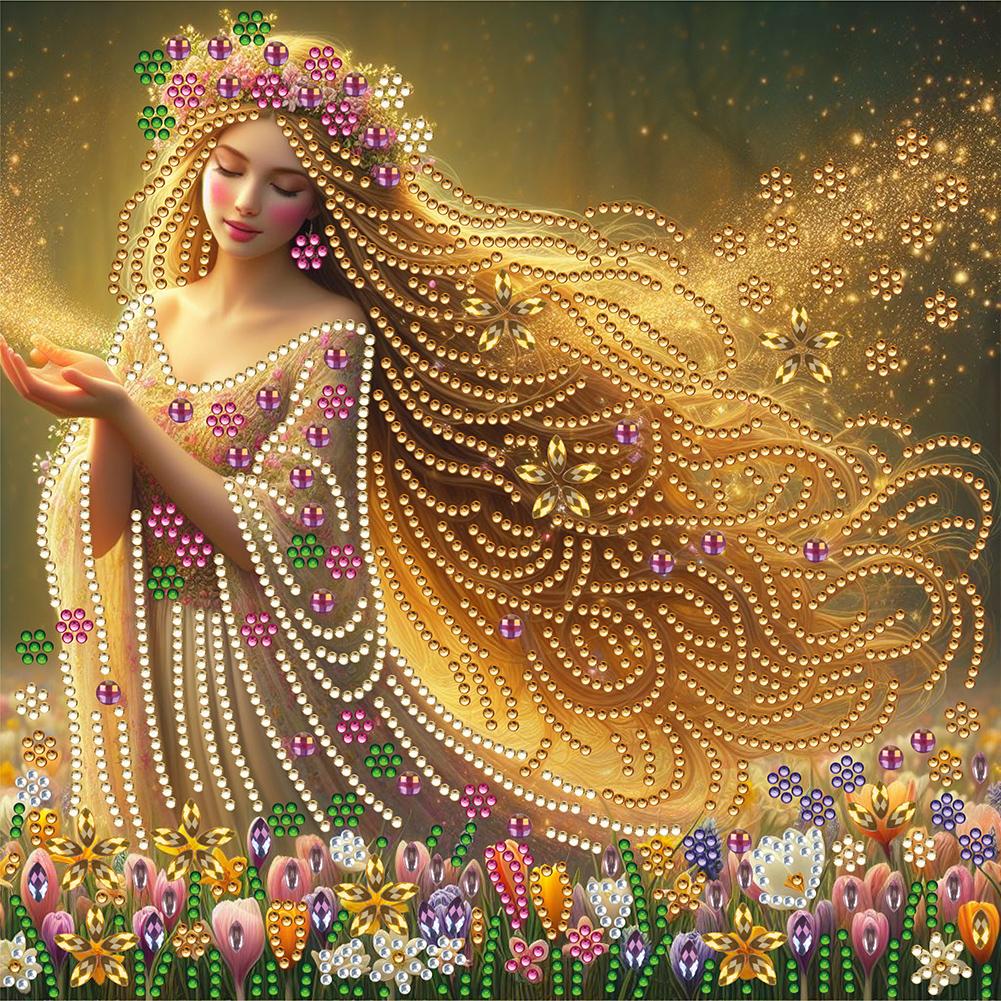 5D DIY Частичная дрель специальной формы Набор для алмазной живописи Девушка Украшение AU