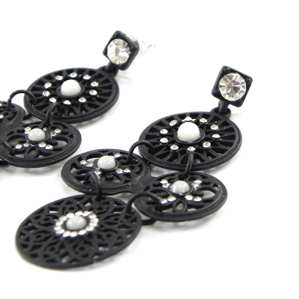 NOA [H8935] - Дизайнерские серьги «Кармен» черно-белые