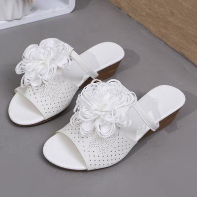 Модные сандалии женские летние новые женские плетеные тапочки на танкетке с цветочным принтом для спорта на открытом воздухе пляжные повседневные туфли с открытым носком удобные туфли