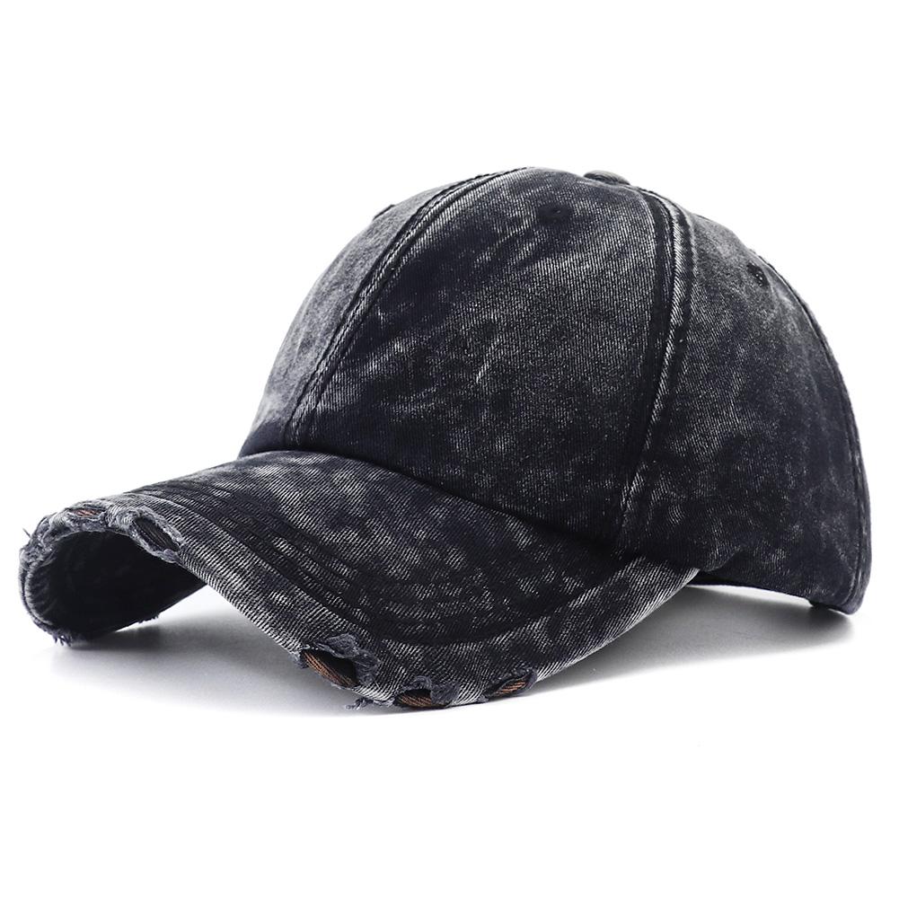 Кепка Snapback Регулируемая Джинсовая Потертая Винтажная Потертый Цвет Однотонная Сплошной Черный Женская Кепка Бейсболка Джинсовая Стиранная Новый Бренд Последние Свежие Кепки Для Мужчин