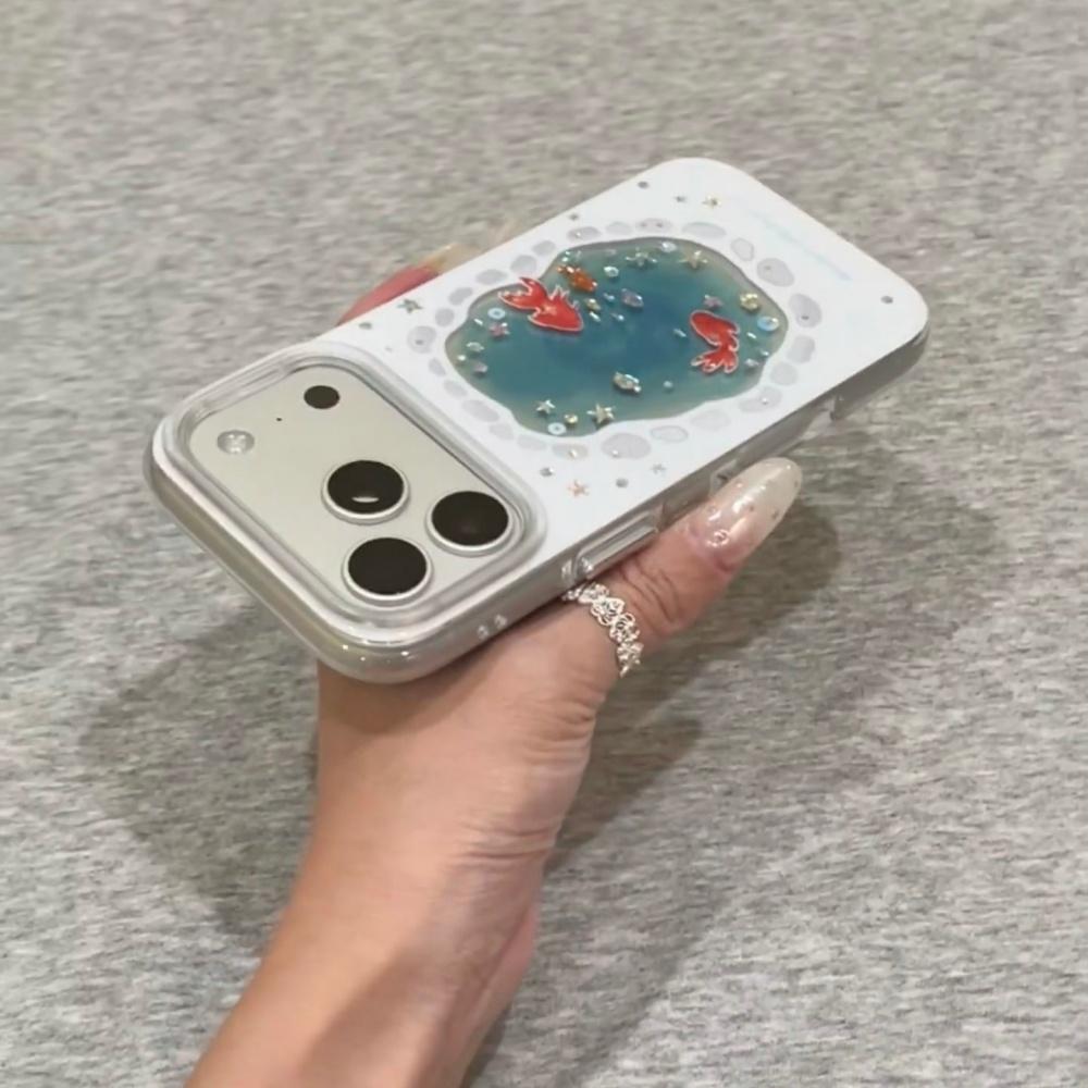 Милый и свежий кулон с рыбкой кои Hanfeng подходит для чехла Apple iPhone, новый женский нишевый двухслойный всесторонне защищающий от падений