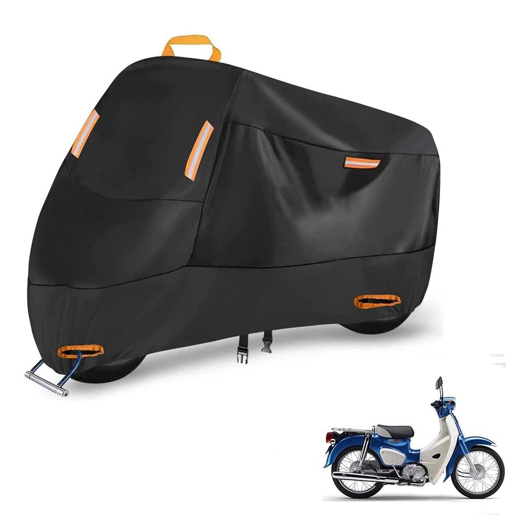 Motorcycle Cover, Compatible with Honda Super Cub 110, Heat Resistant, Extended, Windproof Belt, Waterproof,