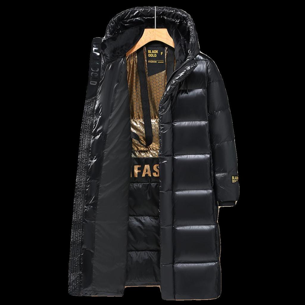 Unisex Black Gold Lightweight Mid-Length Down Jacket, Winter 2025 Edition