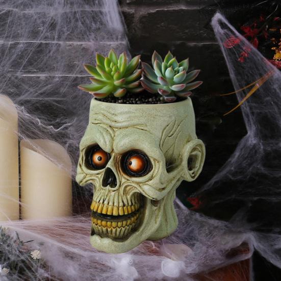 Кашпо в виде черепа, смола, кашпо в виде человеческого черепа, миска для конфет на Хэллоуин, готическое кашпо для суккулентов, украшение для дома, офиса, стола