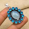 Aqua Chalcedony, Blue Topaz Gemstone 925 Sterling Silver Handmade Jewelry Unique Pendant