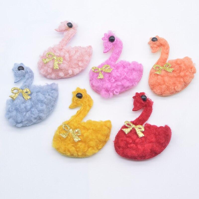 6 шт., плюшевые аппликации в виде лебедя, скрапбукинг, сделай сам, наклейки, нашивки с плоской задней частью, украшения, аксессуары