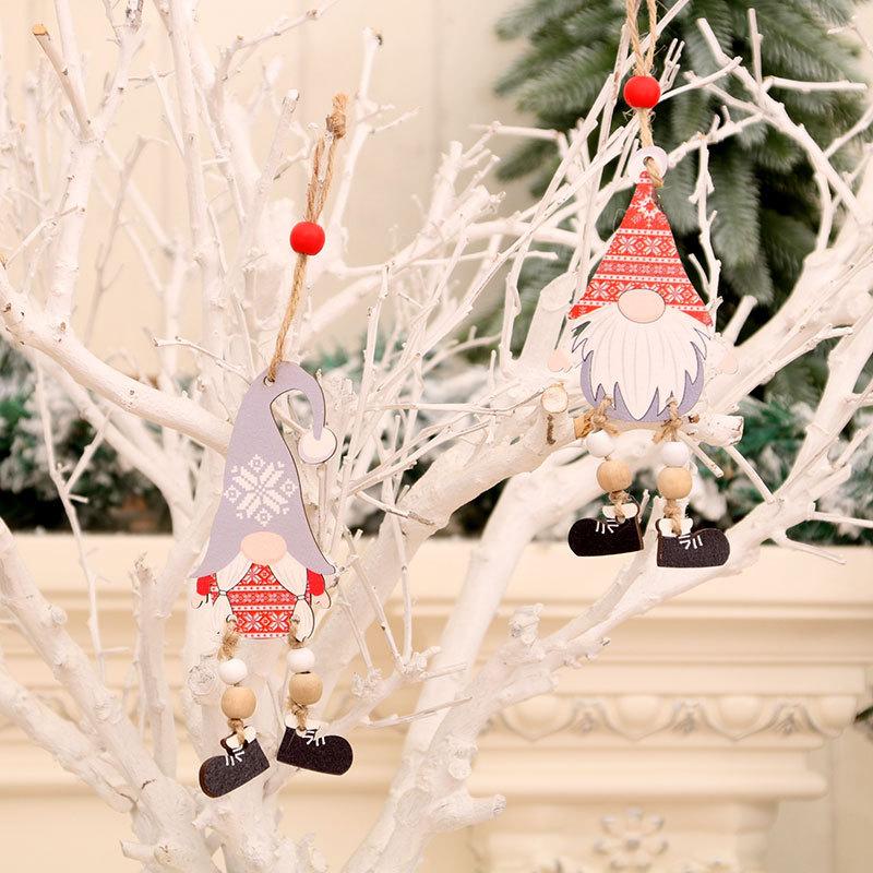 Рождественские украшения Подвеска в виде деревянной ножки Рождественская елка Безликий старик Деревянная подвеска Украшение