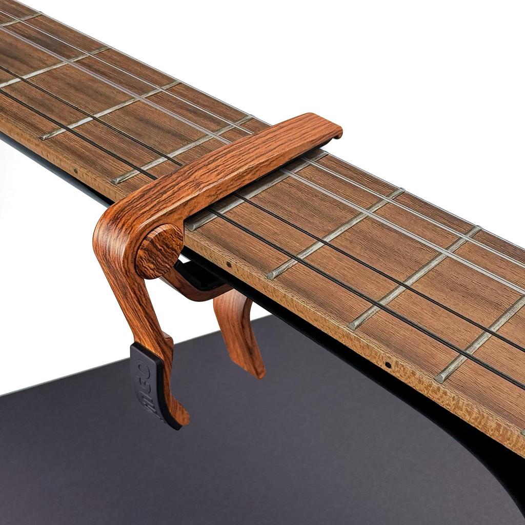 WINGO Classic Flat Guitar Capo for Classic Nylon String Guitars Grain Includes 5 Picks (Wood Color) -