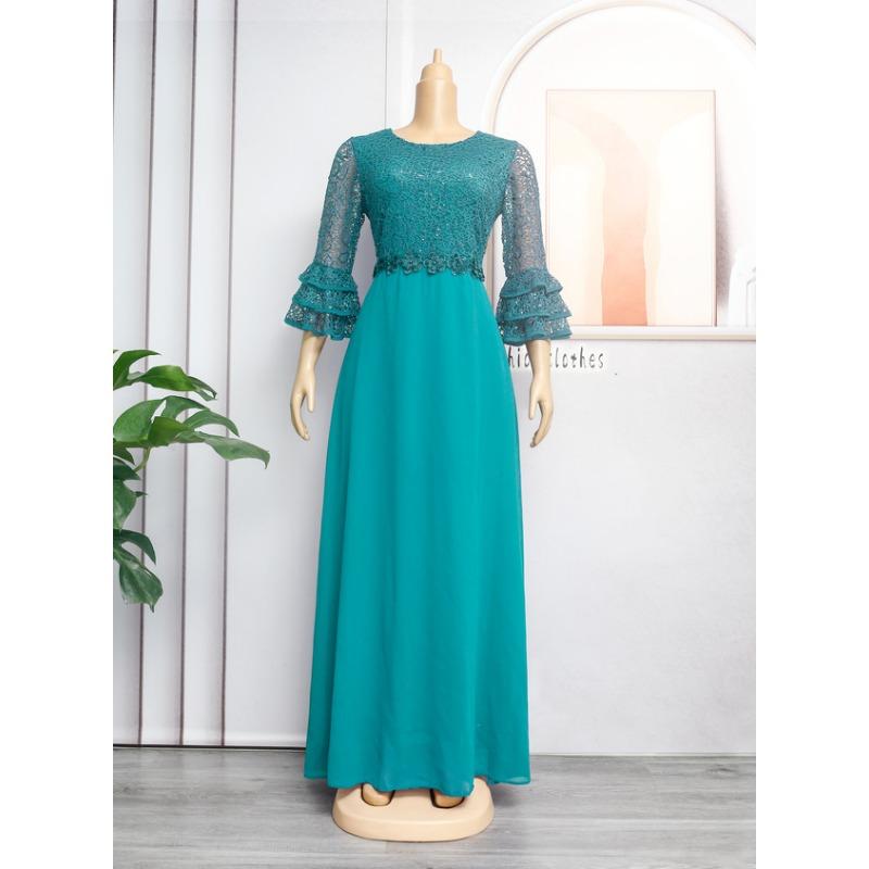 Плюс Размер Женщин Новое Модное Кружевное Шифоновое Платье