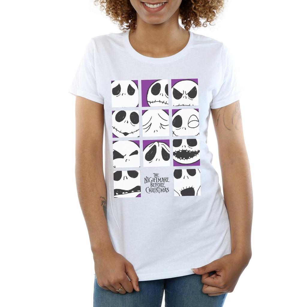 Disney Womens/Ladies Nightmare Before Christmas Many Faces Of Jack Squares Cotton T-Shirt