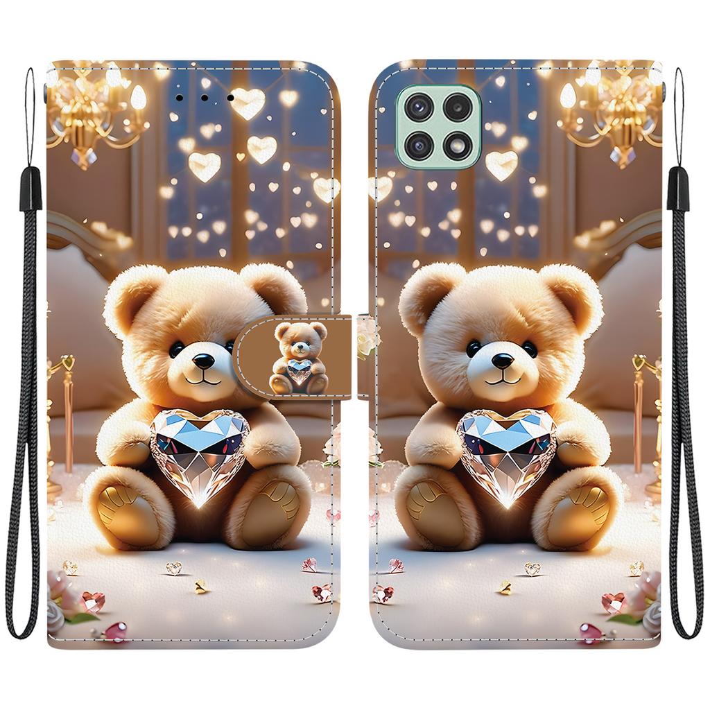 Чехол-книжка из искусственной кожи ручной работы для Samsung A22 5G/A22s 5G (SM-A226B/A226L)- Противоскользящий ударопрочный чехол с ремешком на запястье и дизайнами в виде сердец/роз и кошек