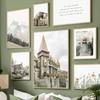 Настенная живопись на холсте Лондонский замок Зеленый холм Желтый цветок Скандинавские постеры и принты Настенные картины для декора гостиной