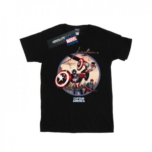 Marvel Mens Captain America And Falcon In Battle T-Shirt