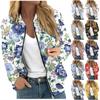 Women's Fashionable Casual Long Sleeve Floral/Leaf Print Round Neck Zipper Jacket